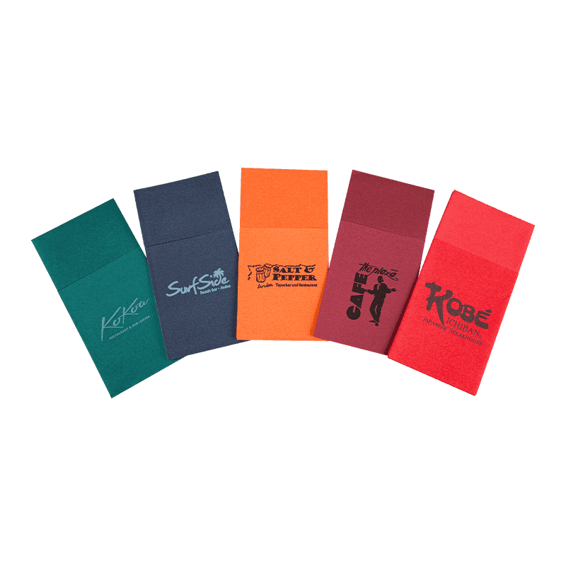 40x40 โลโก้ที่ปรับแต่งแล้วผ้าเช็ดปากที่มีสีสัน