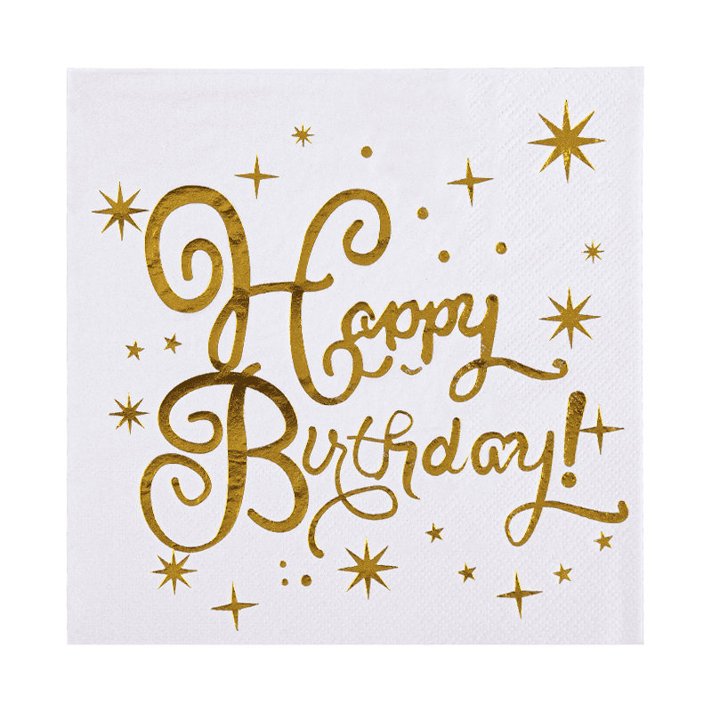 33x33 สุขสันต์วันเกิดค็อกเทลผ้าเช็ดปาก 3 สปอร์ตผ้าเช็ดปากด้วยการปั๊มร้อน SJ3301